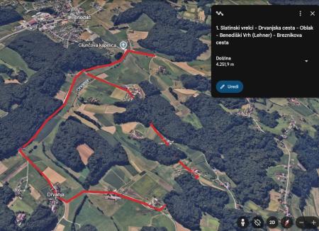 1_Slatinski vrelci - Drvanjska cesta - Oblak - Benediški Vrh (Lehner) - Breznikova cesta